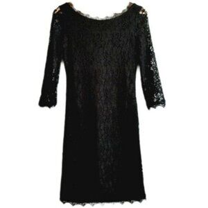 Aritzia / BABATON Rafael Black Floral Lace Long Sleeve Dress Sz 2